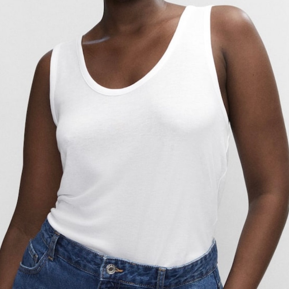 Cotton Scoop Neck Flowy Tank Top